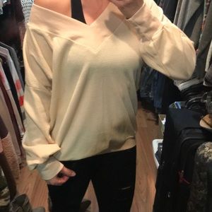 Pale yellow waffle Top